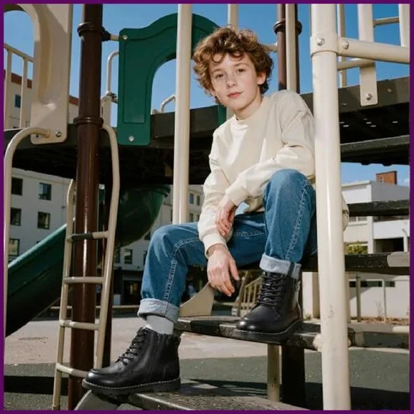 Kids Ankle Snow Boots Winter Casual Dress Shoes Side Zipper